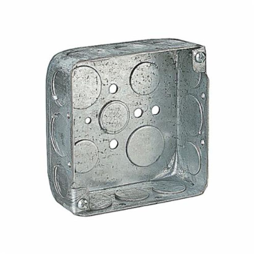 Thomas & Betts Steel City® 52151-1/2-3/4 Outlet Box, Steel, 21 cu-in Capacity, 1 Outlets, 17 Knockouts, 4 in H x 4 in W x 1-1/2 in D